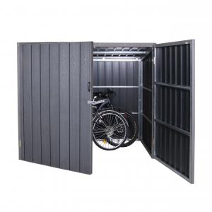 Defekte Ware (Dachpappe lose/Kratzer SK2) | WPC-Fahrradgarage HWC-J29, Fahrradbox, Metall ~ 2 Rder 172x213x112cm grau