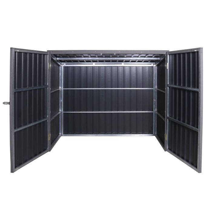 Mlltonnenverkleidung HWC-J29, Mlltonnenbox fr Mllcontainer 660-1100L, WPC Metall 166x200x155cm ~ grau