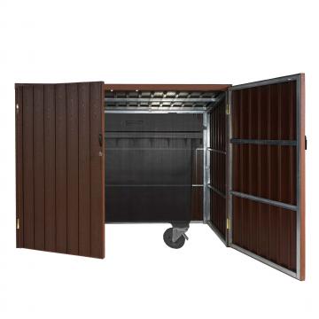 Mlltonnenverkleidung HWC-J29, Mlltonnenbox fr Mllcontainer 660-1100L, WPC Metall 172x213x160cm ~ braun