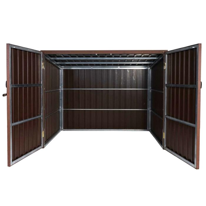 Mlltonnenverkleidung HWC-J29, Mlltonnenbox fr Mllcontainer 660-1100L, WPC Metall 172x213x160cm ~ braun