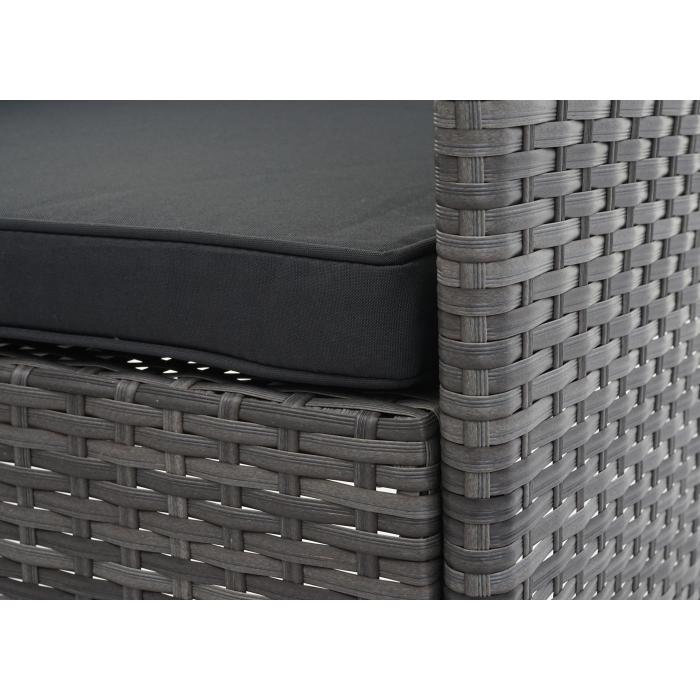Poly-Rattan Garnitur HWC-F55, Balkon-/Garten-/Lounge-Set Sofa Sitzgruppe ~ grau, Kissen dunkelgrau