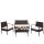 Poly-Rattan Garnitur HWC-F56, Balkon-/Garten-/Lounge-Set Sitzgruppe ~ braun, Kissen creme