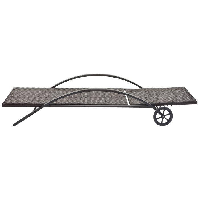 2er-Set Sonnenliege HWC-E27, Relaxliege Gartenliege, Poly-Rattan ~ braun, Kissen creme-beige