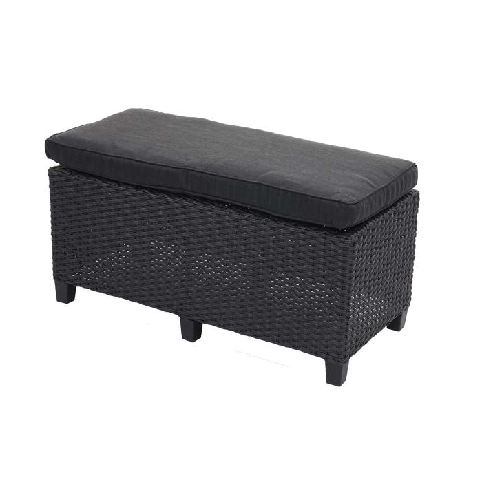 Poly Rattan Garnitur HWC-E96, Garten-/Lounge-Set Sitzgruppe, Spun Poly halbrundes Rattan ~ schwarz, Kissen anthrazit