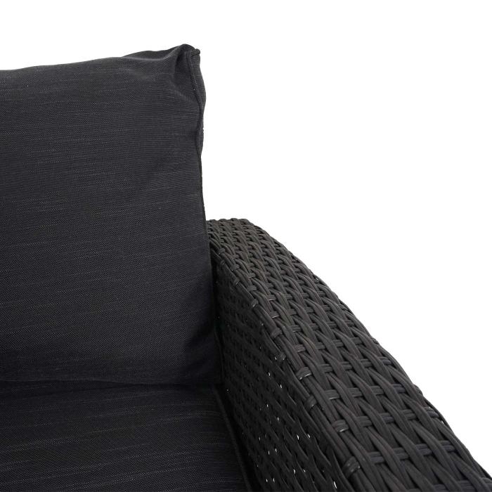 Poly Rattan Garnitur HWC-E96, Garten-/Lounge-Set Sitzgruppe, Spun Poly halbrundes Rattan ~ schwarz, Kissen anthrazit