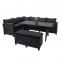 Poly Rattan Garnitur HWC-E96, Garten-/Lounge-Set Sitzgruppe, Spun Poly halbrundes Rattan ~ schwarz, Kissen anthrazit