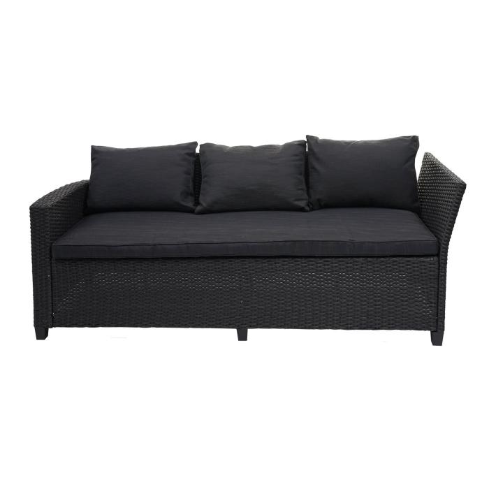 Poly Rattan Garnitur HWC-E96, Garten-/Lounge-Set Sitzgruppe, Spun Poly halbrundes Rattan ~ schwarz, Kissen anthrazit