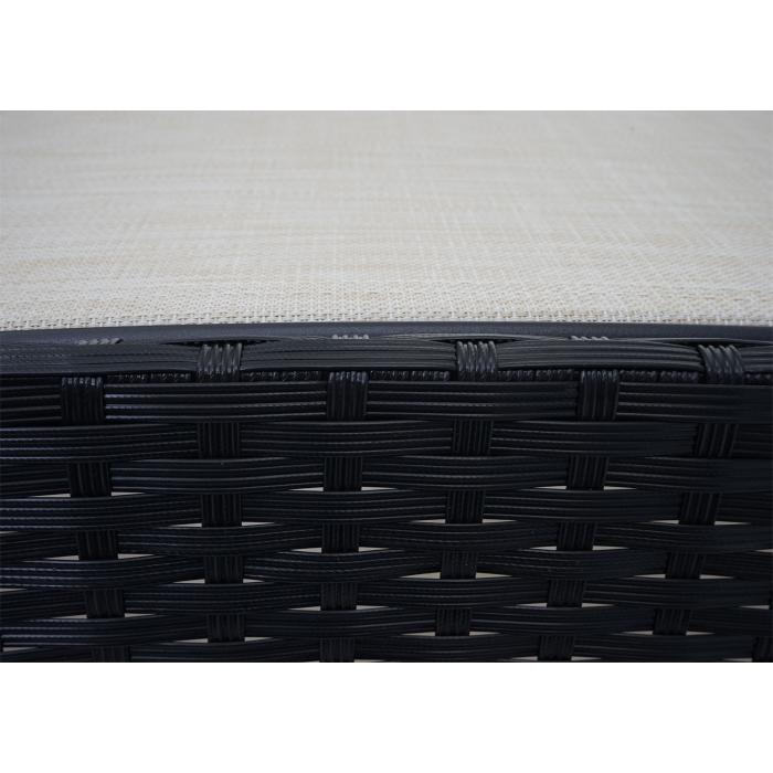 Sonnenliege Savannah, Relaxliege Gartenliege Liege, Poly-Rattan ~ anthrazit, Bezug creme-wei