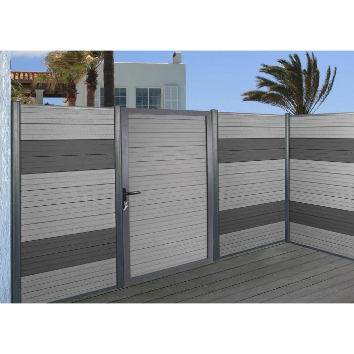 7er Set Latten fr WPC-Sichtschutz Sarthe, Bretter Windschutz, ca. 1qm, FSC-zertifiziert ~ 90cm, grau
