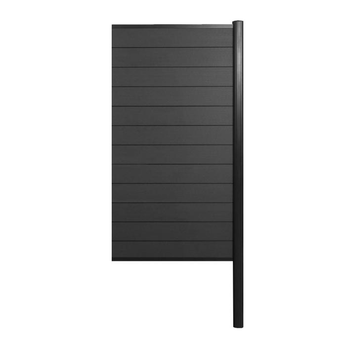 WPC-Sichtschutz Sarthe, Windschutz Zaun, Alu-Pfosten zum Einbetonieren ~ Erweiterungselement schmal, 95cm anthrazit
