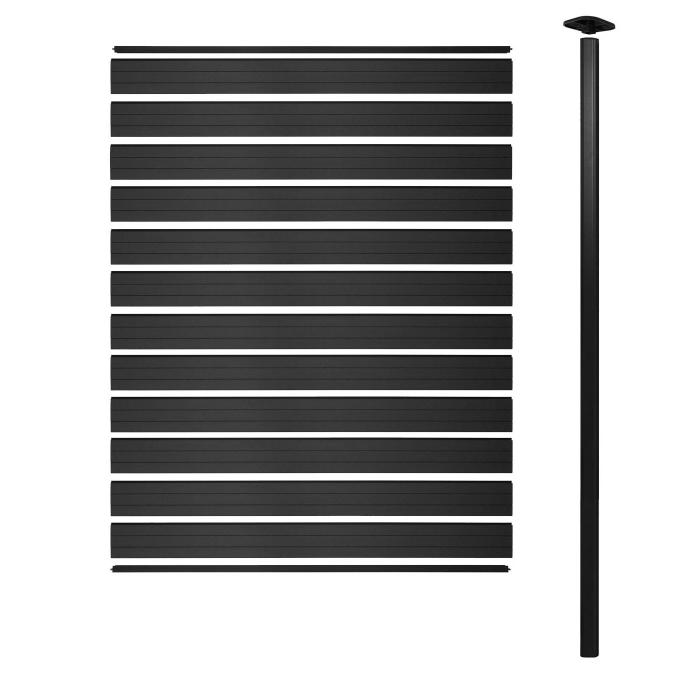 WPC-Sichtschutz Sarthe, Windschutz Zaun, Alu-Pfosten zum Einbetonieren ~ Erweiterungselement, 185cm anthrazit