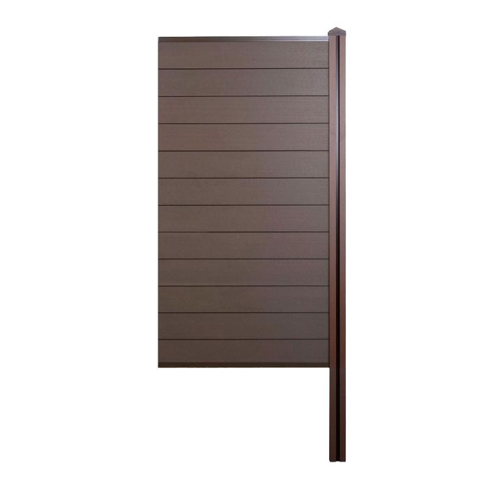 WPC-Sichtschutz Sarthe, Windschutz Zaun, WPC-Pfosten zum Einbetonieren ~ Erweiterungselement schmal, 98cm braun