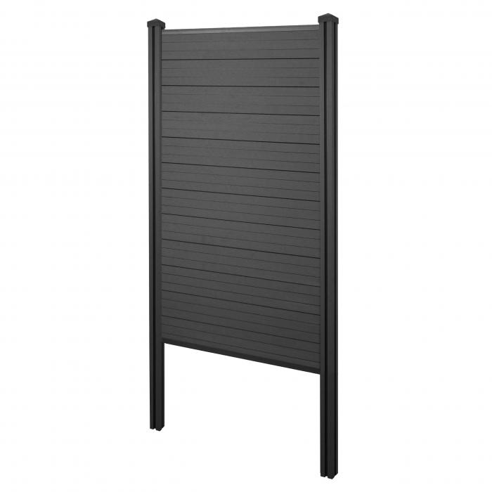 WPC-Sichtschutz Sarthe, Windschutz Zaun, WPC-Pfosten zum Einbetonieren ~ Basiselement schmal, 105cm anthrazit