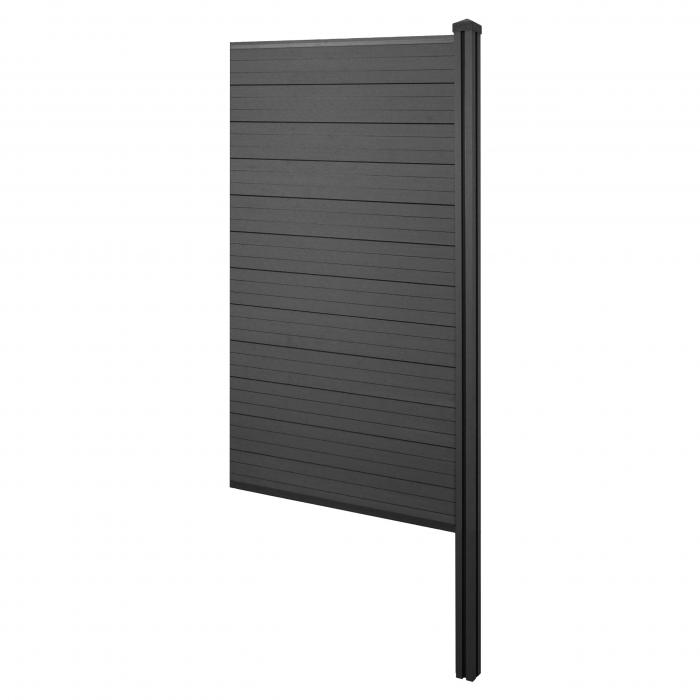 WPC-Sichtschutz Sarthe, Windschutz Zaun, WPC-Pfosten zum Einbetonieren ~ Erweiterungselement schmal, 98cm anthrazit