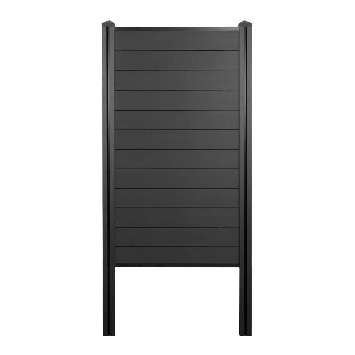 WPC-Sichtschutz Sarthe, Windschutz Zaun, WPC-Pfosten zum Einbetonieren ~ Basiselement schmal, 105cm anthrazit