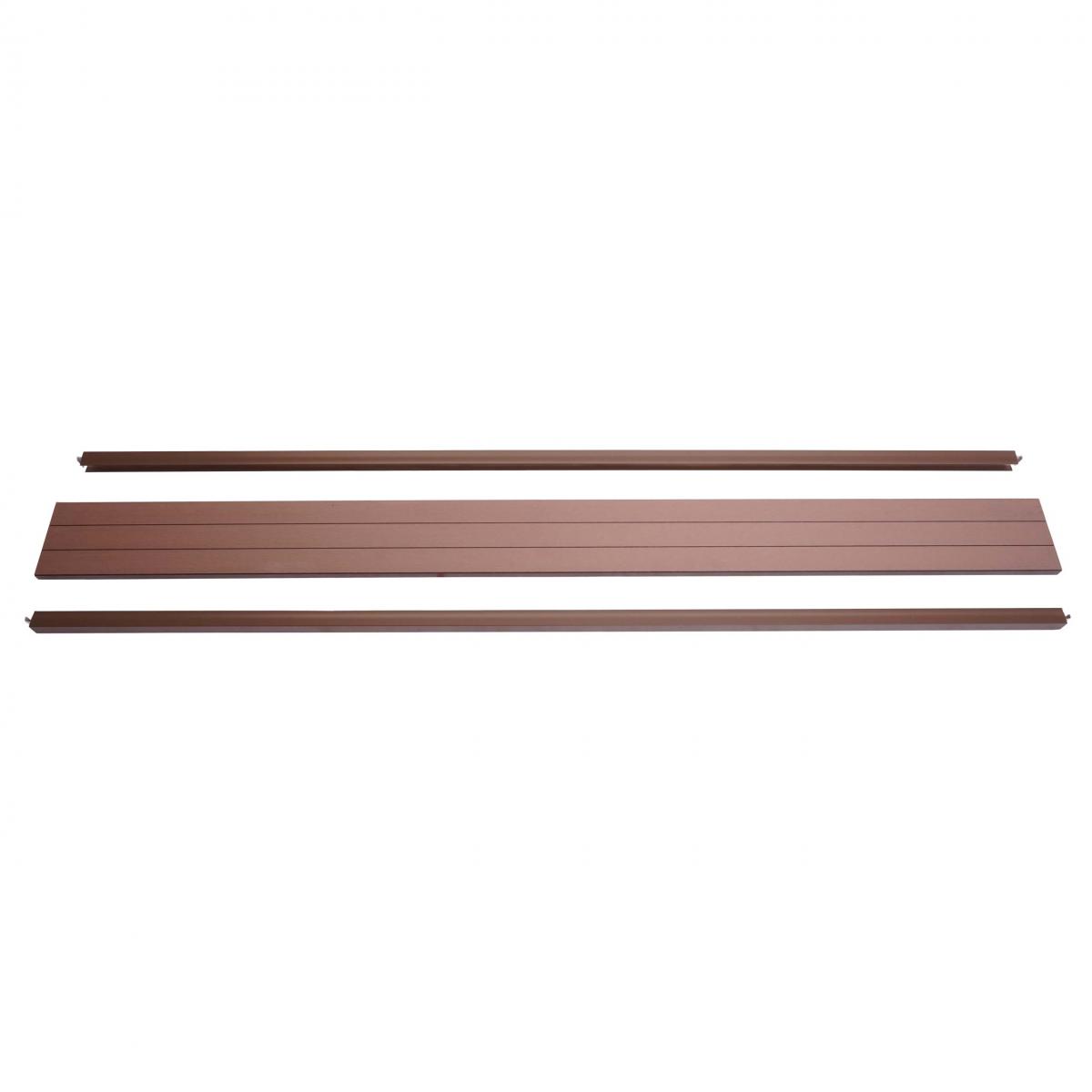 Abschluss-Set fr WPC-Sichtschutz Sarthe, Abschlussprofil Windschutz, Alu-Pfosten ~ 180cm, braun