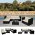 Poly-Rattan-Garnitur Brescia, Gartengarnitur Sitzgruppe Sofa Lounge-Set ~ schwarz, Kissen creme