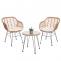 Poly-Rattan Garnitur HWC-G17, Balkon-Set Gartengarnitur Sitzgruppe Stuhl, Seil ~ naturfarben, Kissen creme
