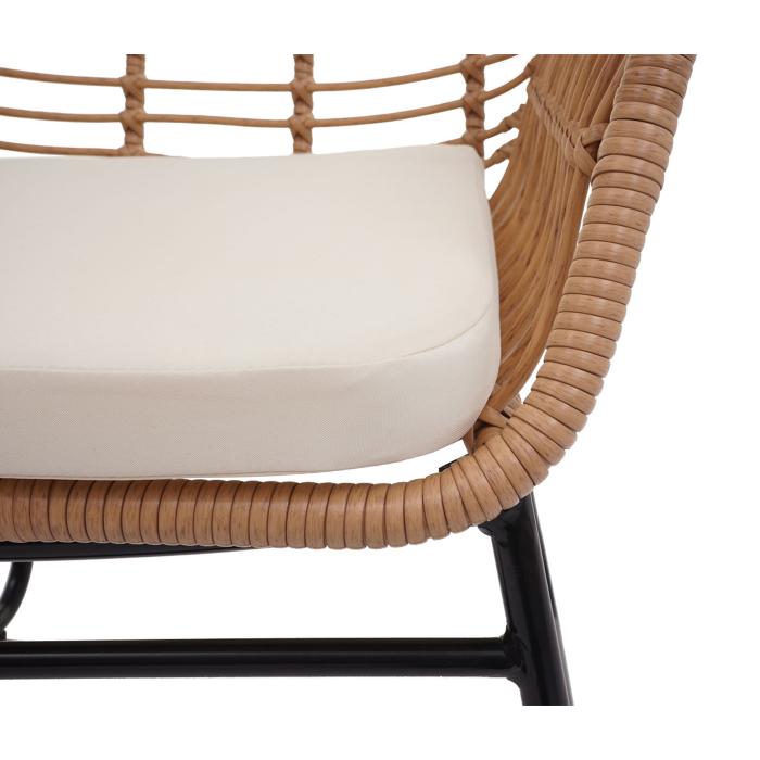 Polyrattan Garnitur HWC-G17a, Garten Sofa Set Sitzgruppe Stuhl, Seil ~ naturfarben, Polster creme ohne Dekokissen