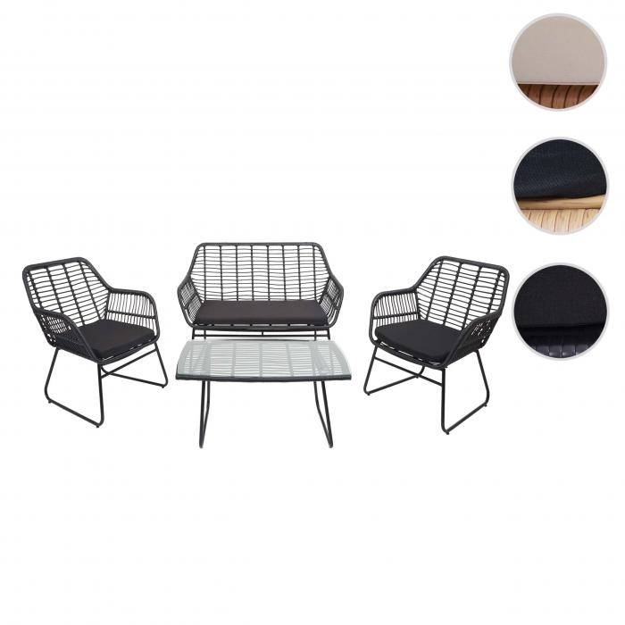 Polyrattan Garnitur HWC-G17a, Garten Sofa Set Sitzgruppe Stuhl, Seil ~ anthrazit, Polster anthrazit ohne Dekokissen