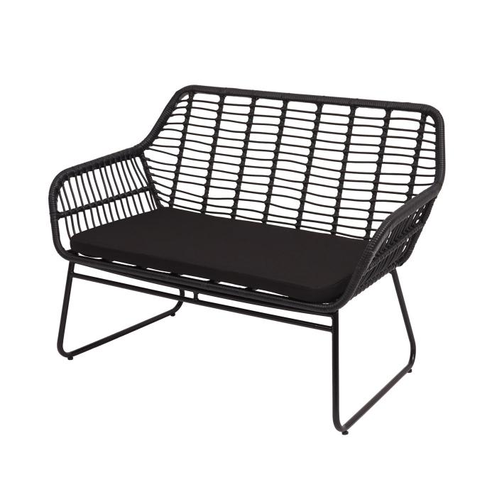 Polyrattan Garnitur HWC-G17a, Garten Sofa Set Sitzgruppe Stuhl, Seil ~ anthrazit, Polster anthrazit ohne Dekokissen