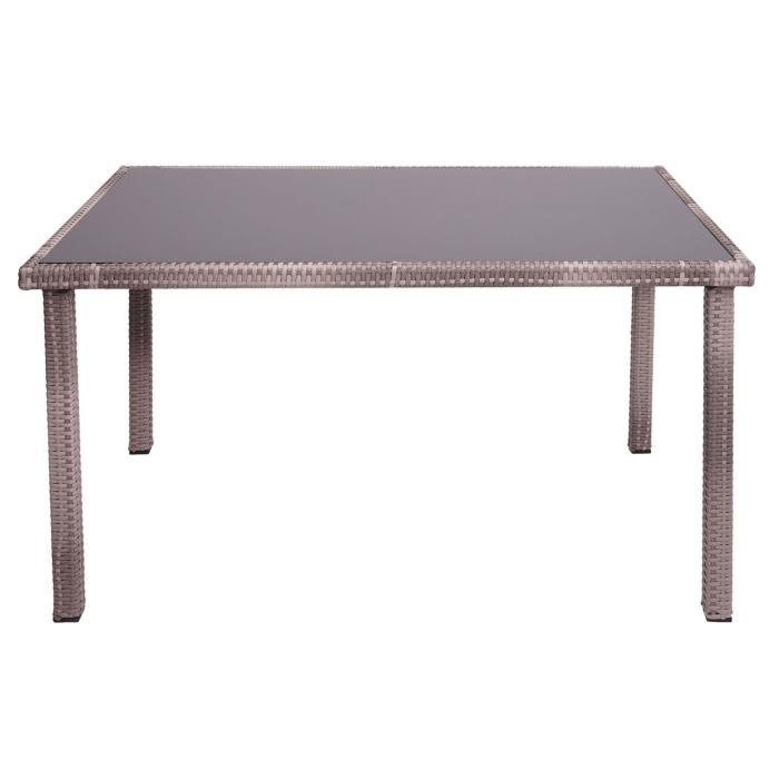 Poly-Rattan Tisch HWC-G19, Gartentisch Balkontisch, 120x75cm ~ grau-braun