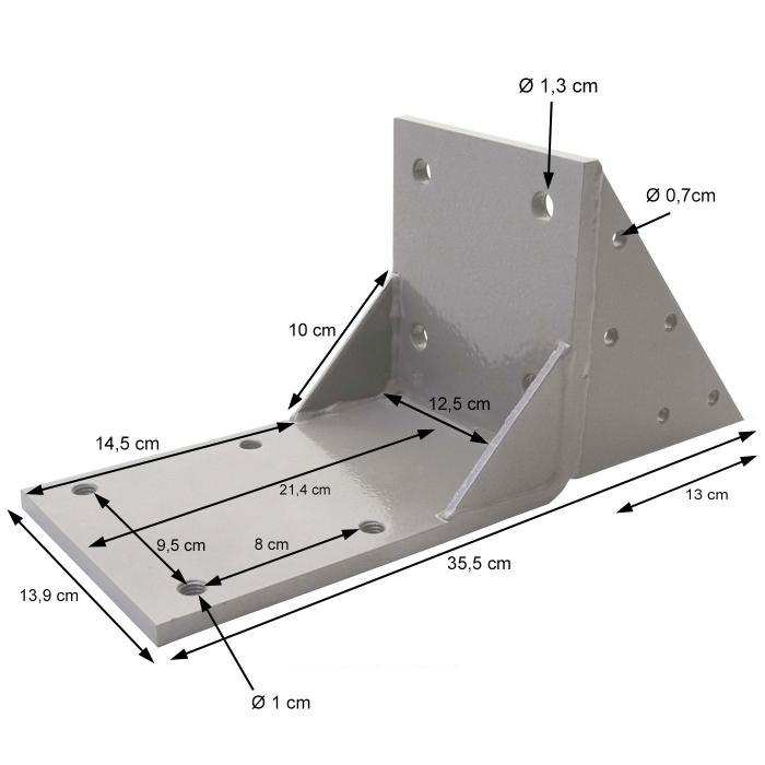 3er-Set Dachsparrenadapter für Kassetten-Markise T124, Dachsparren Halterung Adapter ~ weiß