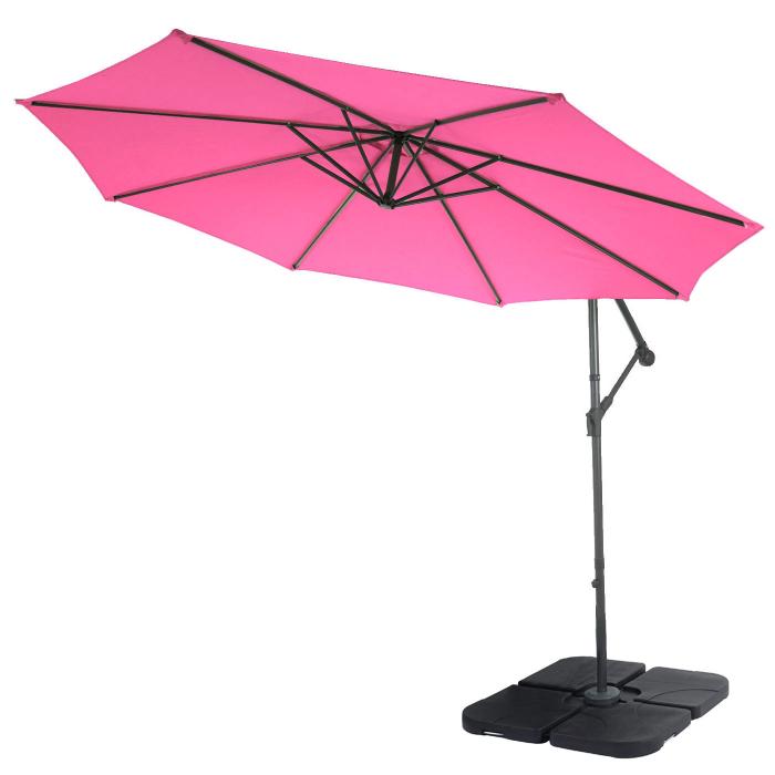Ampelschirm Acerra, Sonnenschirm Sonnenschutz,  3m neigbar, Polyester/Stahl 11kg ~ pink mit Stnder