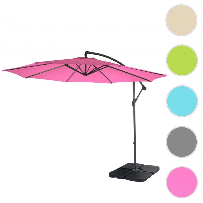 Ampelschirm Acerra, Sonnenschirm Sonnenschutz,  3m neigbar, Polyester/Stahl 11kg ~ pink mit Stnder
