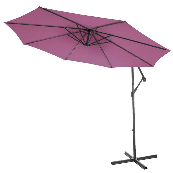 Ampelschirm Acerra, Sonnenschirm Sonnenschutz,  3m neigbar, Polyester/Stahl 11kg ~ lavendel-rot ohne Stnder