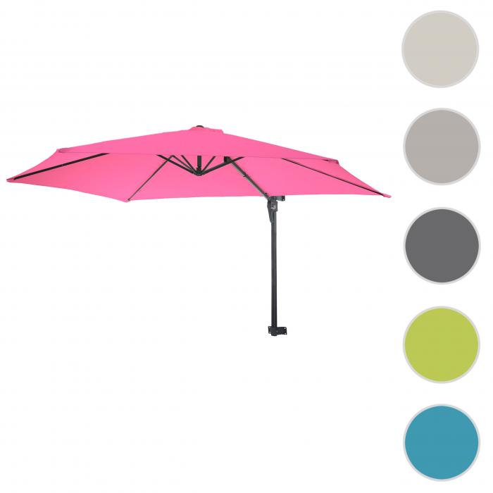Wandschirm Casoria, Ampelschirm Balkonschirm Sonnenschirm, 3m neigbar, Polyester Alu/Stahl 9kg ~ pink-rosarot