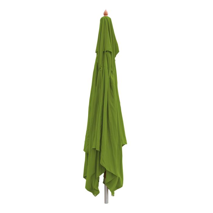 Retourenware | Gastronomie Holz-Sonnenschirm HWC-C57, Polyester/Holz 14kg, eckig 3x3m Seilzug stosicher ~ lemon-grn