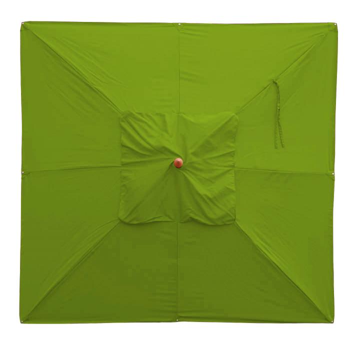 Retourenware | Gastronomie Holz-Sonnenschirm HWC-C57, Polyester/Holz 14kg, eckig 3x3m Seilzug stosicher ~ lemon-grn