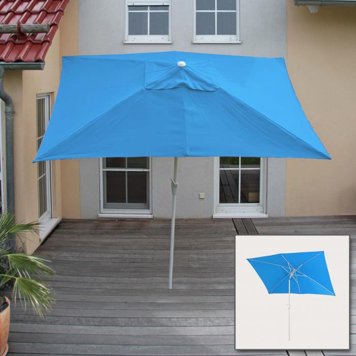 Sonnenschirm N23, Gartenschirm, 2x3m rechteckig neigbar, Polyester/Alu 4,5kg UV-Schutz 50+ ~ blau