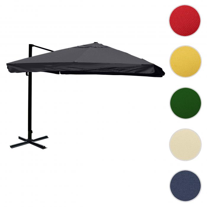 Gastronomie-Ampelschirm HWC-A96, 3x4m (5m) Polyester Alu/Stahl 26kg ~ Flap, anthrazit ohne Stnder, drehbar