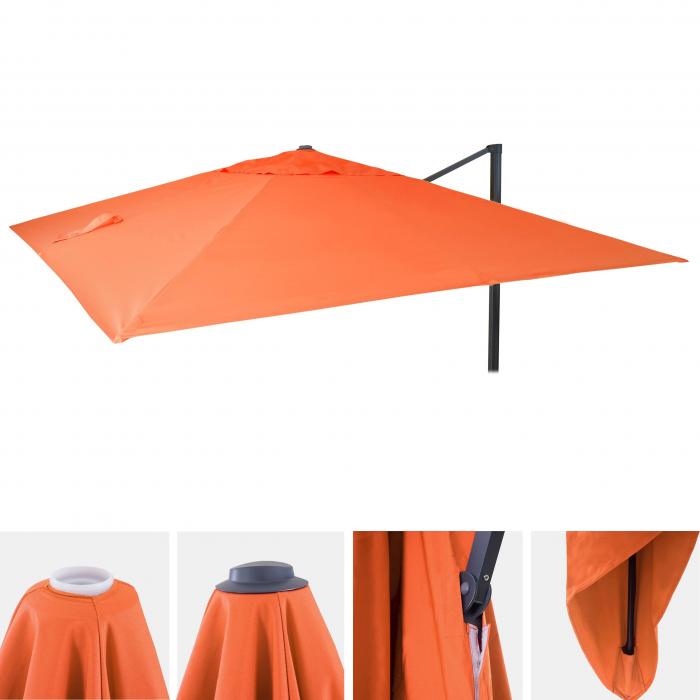 Ersatz-Bezug fr Luxus-Ampelschirm HWC-A96, Sonnenschirmbezug Ersatzbezug, 3x3m (4,24m) Polyester 2,7kg ~ terracotta