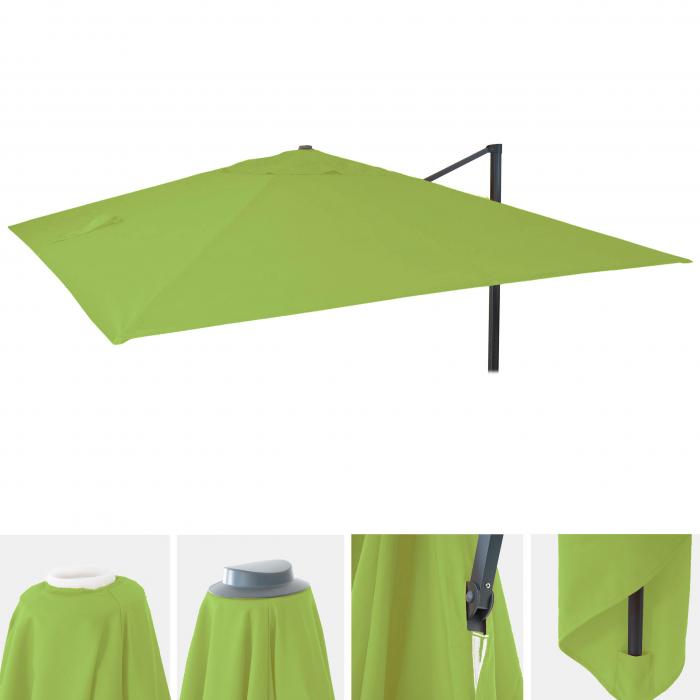 Ersatz-Bezug fr Luxus-Ampelschirm HWC-A96, Sonnenschirmbezug Ersatzbezug, 3x3m (4,24m) Polyester 2,7kg ~ hellgrn