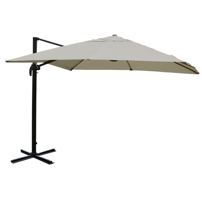 Gastronomie-Ampelschirm HWC-A96, Sonnenschirm, 3x4m (5m) Polyester/Alu 26kg ~ creme-grau ohne Stnder, drehbar