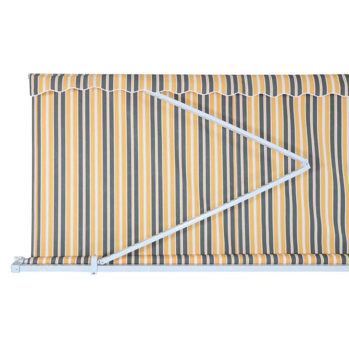 Alu-Markise HWC-E49, Gelenkarmmarkise Sonnenschutz 2,5x2m ~ Polyester grau-gelb gestreift