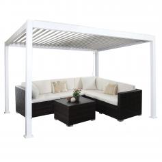 Pergola HWC-J32, Garten Lamellen-Pavillon, 11cm-Alu-Gestell 4x3m ~ wei
