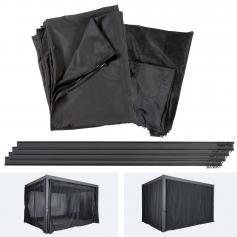 Seitenwand fr Pergola HWC-J32, 4er-Set + Moskitonetz Pavillon Ersatzseitenwand ~ 4x3m schwarz