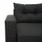 Poly-Rattan Garnitur HWC-J34, Balkon-/Garten-/Lounge-Set Sitzgruppe Sofa, Staufach ~ schwarz, Kissen dunkelgrau