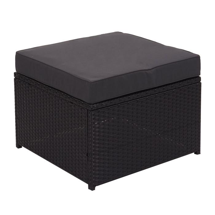 Poly-Rattan Garnitur HWC-J34, Balkon-/Garten-/Lounge-Set Sitzgruppe Sofa, Staufach ~ schwarz, Kissen dunkelgrau