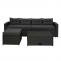Poly-Rattan Garnitur HWC-J34, Balkon-/Garten-/Lounge-Set Sitzgruppe Sofa, Staufach ~ schwarz, Kissen dunkelgrau