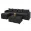 Poly-Rattan Garnitur HWC-J34, Balkon-/Garten-/Lounge-Set Sitzgruppe Sofa, Staufach ~ schwarz, Kissen dunkelgrau