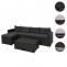 Poly-Rattan Garnitur HWC-J34, Balkon-/Garten-/Lounge-Set Sitzgruppe Sofa, Staufach ~ schwarz, Kissen dunkelgrau
