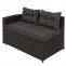 Poly-Rattan Garnitur HWC-J34, Balkon-/Garten-/Lounge-Set Sitzgruppe Sofa, Staufach ~ schwarz, Kissen dunkelgrau