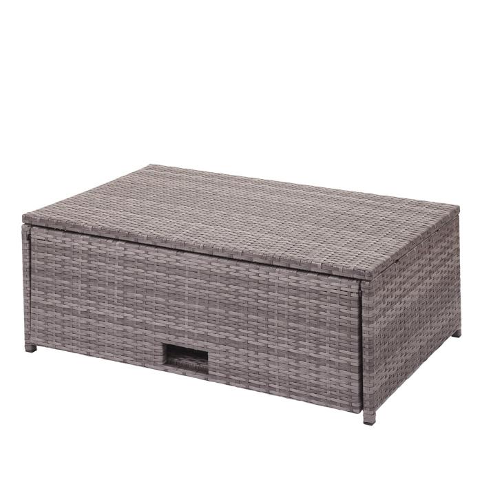 Poly-Rattan Garnitur HWC-J34, Balkon-/Garten-/Lounge-Set Sitzgruppe Sofa, Staufach ~ grau, Kissen dunkelgrau