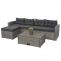 Poly-Rattan Garnitur HWC-J34, Balkon-/Garten-/Lounge-Set Sitzgruppe Sofa, Staufach ~ grau, Kissen dunkelgrau