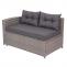 Poly-Rattan Garnitur HWC-J34, Balkon-/Garten-/Lounge-Set Sitzgruppe Sofa, Staufach ~ grau, Kissen dunkelgrau